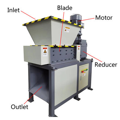 1000 kg/h Recyclingcrusher Maschine Doppelwellen-Plastikflasche mobile Schrottschredder